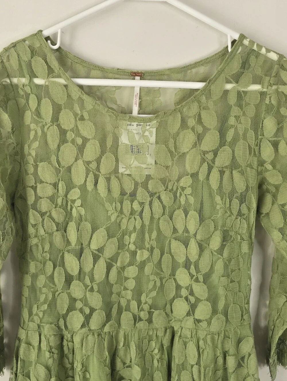 Free People Floral Mesh Lace Dress Green NWT Size 6 Boho Chic Fairycore Romantic